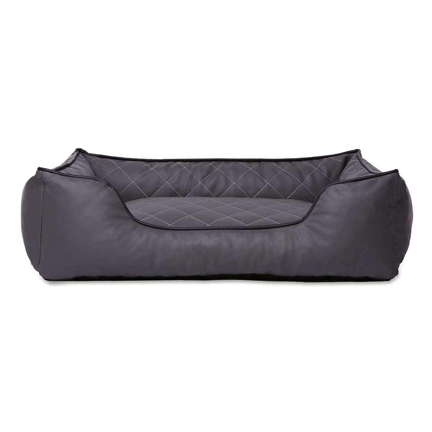 Lit En Cuir Matelassé/Housses Lavables Pour Chien Noir Dimension Extérieure 120 X 85 Cm Taille Xl - One PETS - TOP