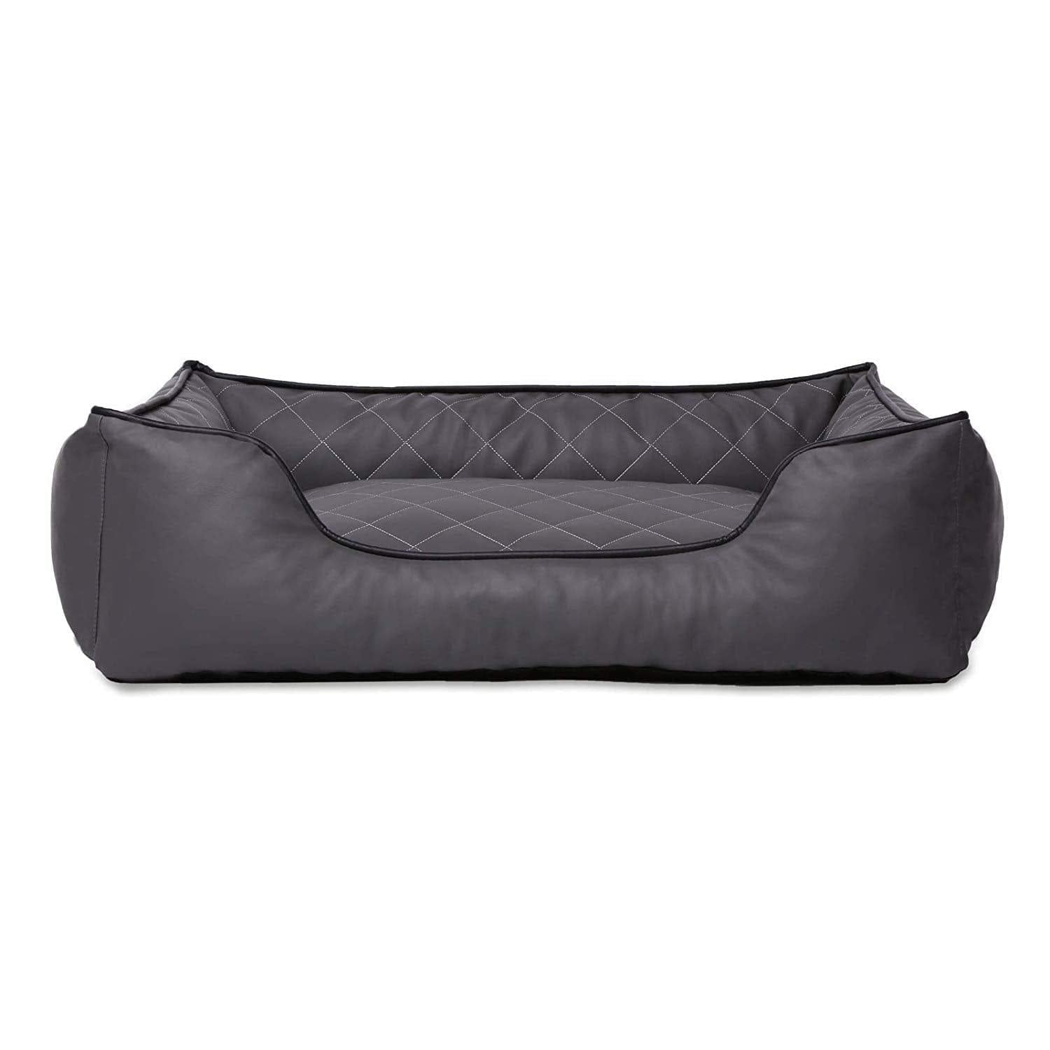Lit En Cuir Matelassé/Housses Lavables Pour Chien Noir Dimension Extérieure 120 X 85 Cm Taille Xl - One PETS - TOP