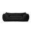 Lit En Cuir Matelassé/Housses Lavables Pour Chien Noir Dimension Extérieure 120 X 85 Cm Taille Xl - One PETS - TOP