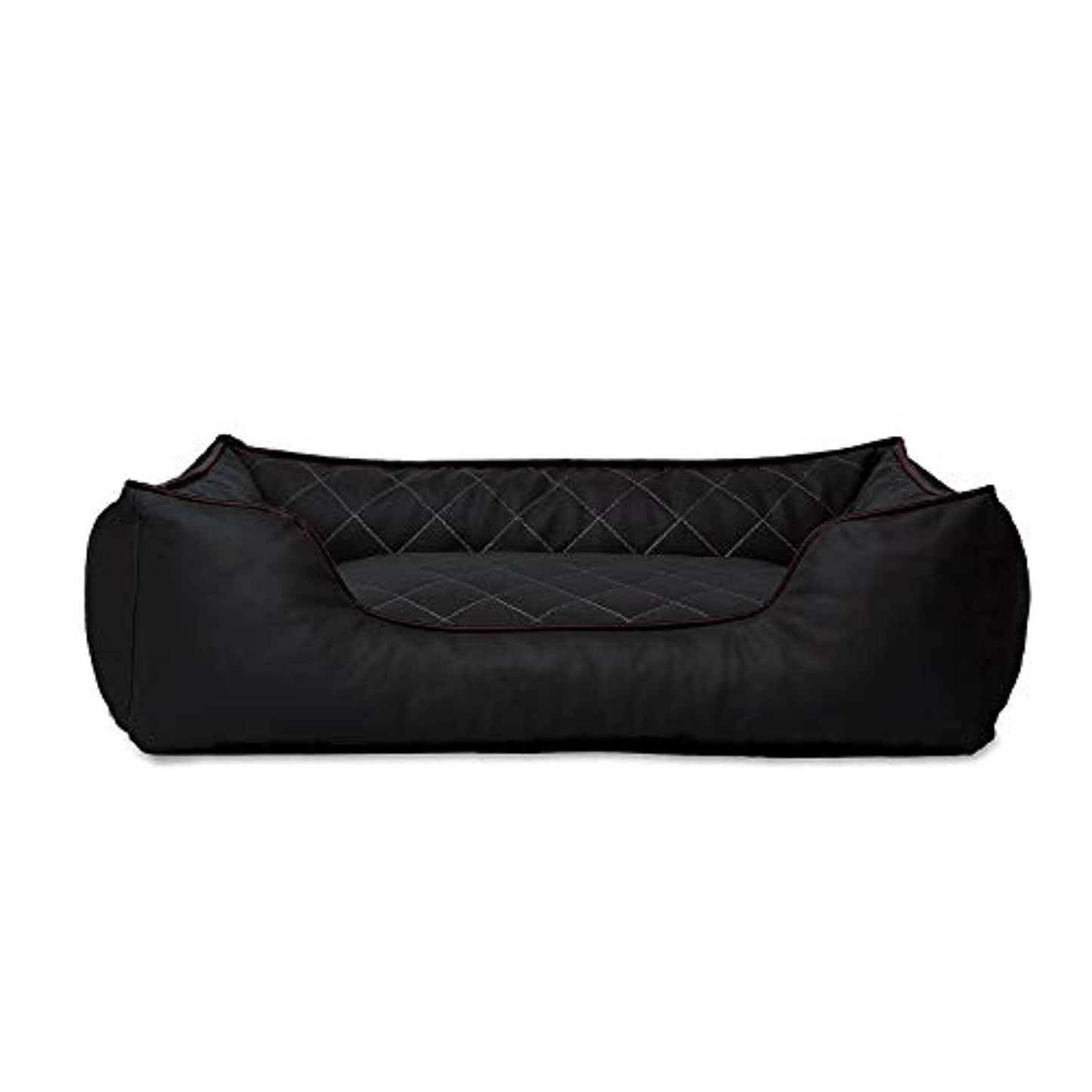 Lit En Cuir Matelassé/Housses Lavables Pour Chien Noir Dimension Extérieure 120 X 85 Cm Taille Xl - One PETS - TOP