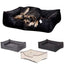 Lit En Cuir Matelassé/Housses Lavables Pour Chien Noir Dimension Extérieure 120 X 85 Cm Taille Xl - One PETS - TOP