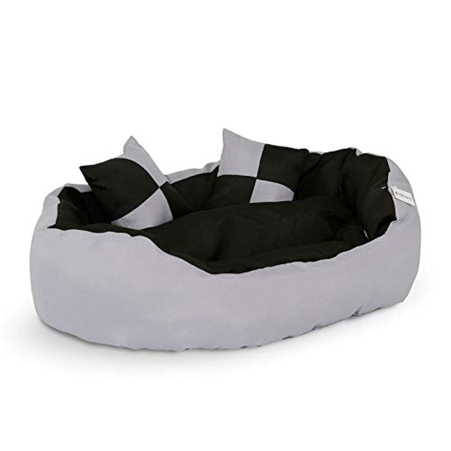 Lit/Canapé Lavable Avec Coussin Réversible Pour Chien - Gris/Noir - 65 X 50 X 20 Cm - One PETS - TOP