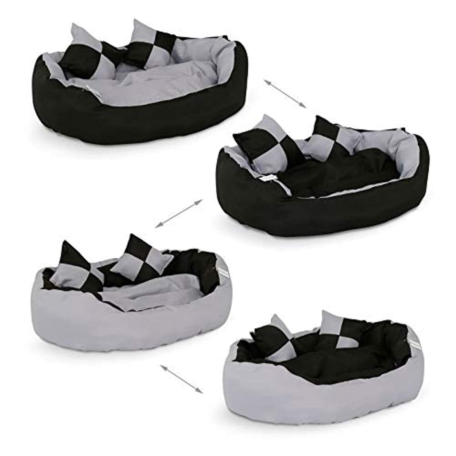 Lit/Canapé Lavable Avec Coussin Réversible Pour Chien - Gris/Noir - 65 X 50 X 20 Cm - One PETS - TOP