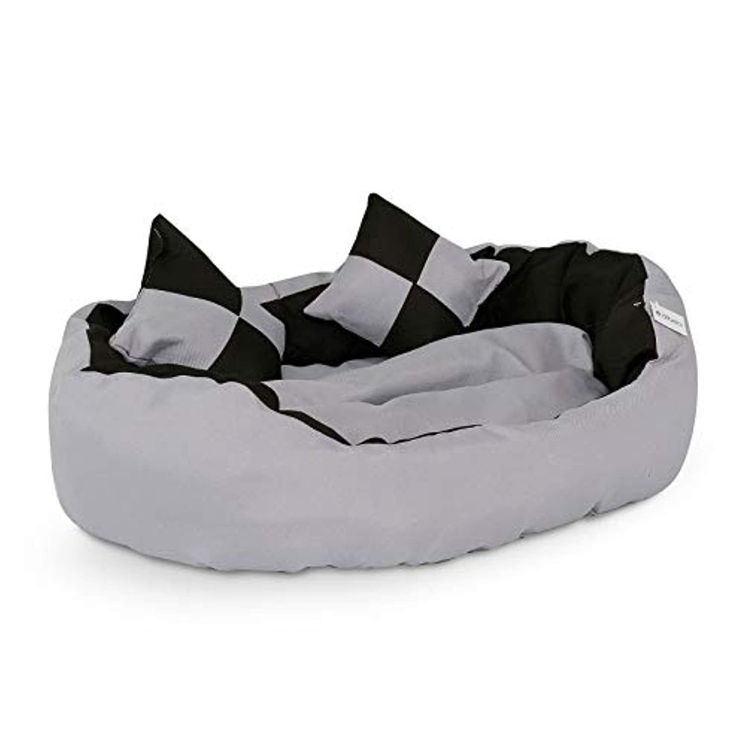 Lit/Canapé Lavable Avec Coussin Réversible Pour Chien - Gris/Noir - 65 X 50 X 20 Cm - One PETS - TOP