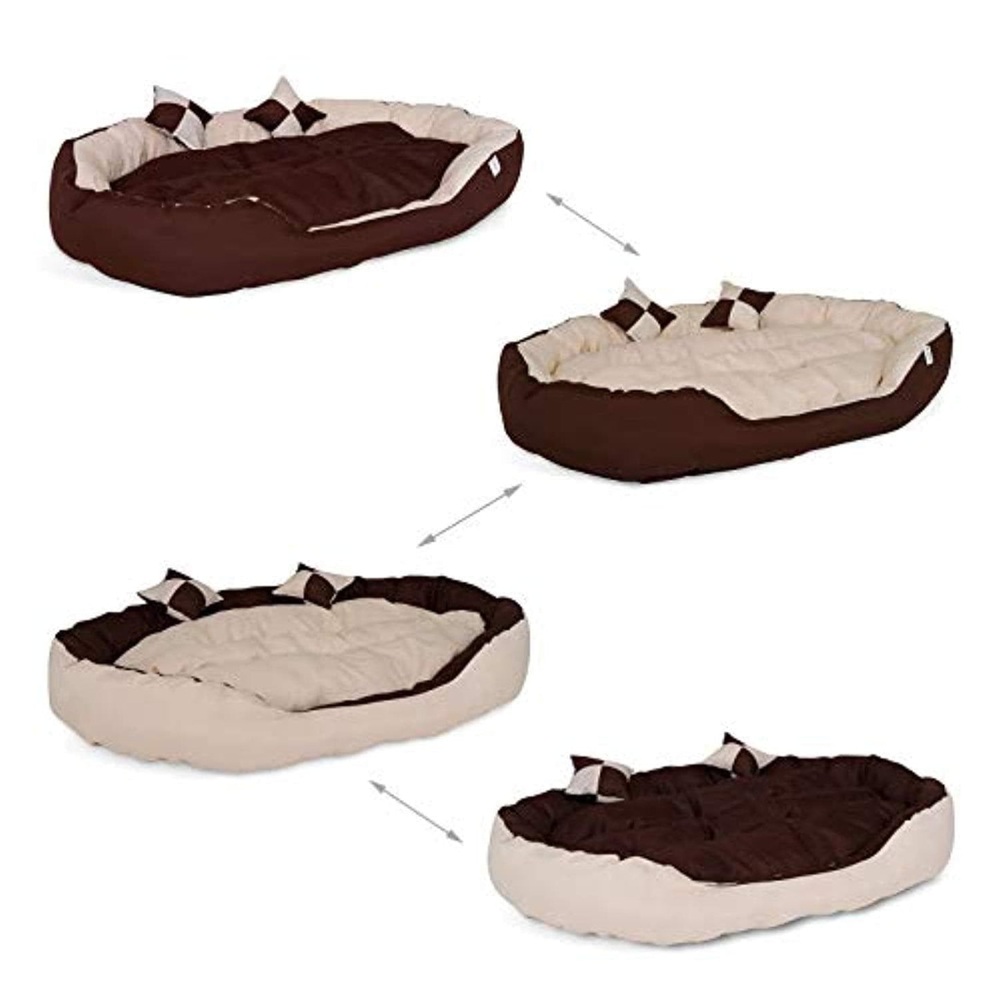 Lit/Canapé Lavable Avec Coussin Réversible Pour Chien - Marron/Beige Différentes Tailles - One PETS - TOP
