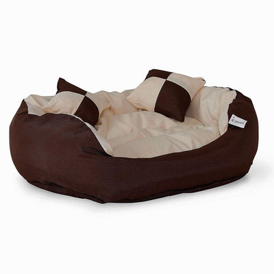 Lit/Canapé Lavable Avec Coussin Réversible Pour Chien - Marron/Beige Différentes Tailles - One PETS-TOP