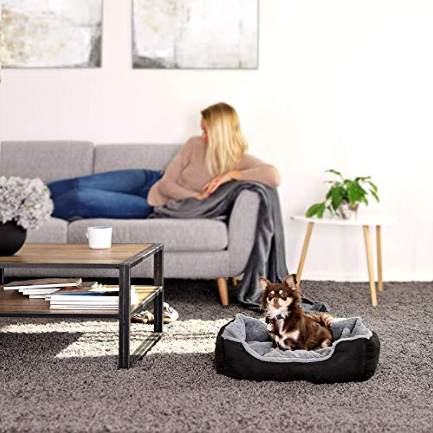 Lit Chien Coussin Chien Panier Chien Avec Coussin Taille S Gris/Noir - One PETS-TOP