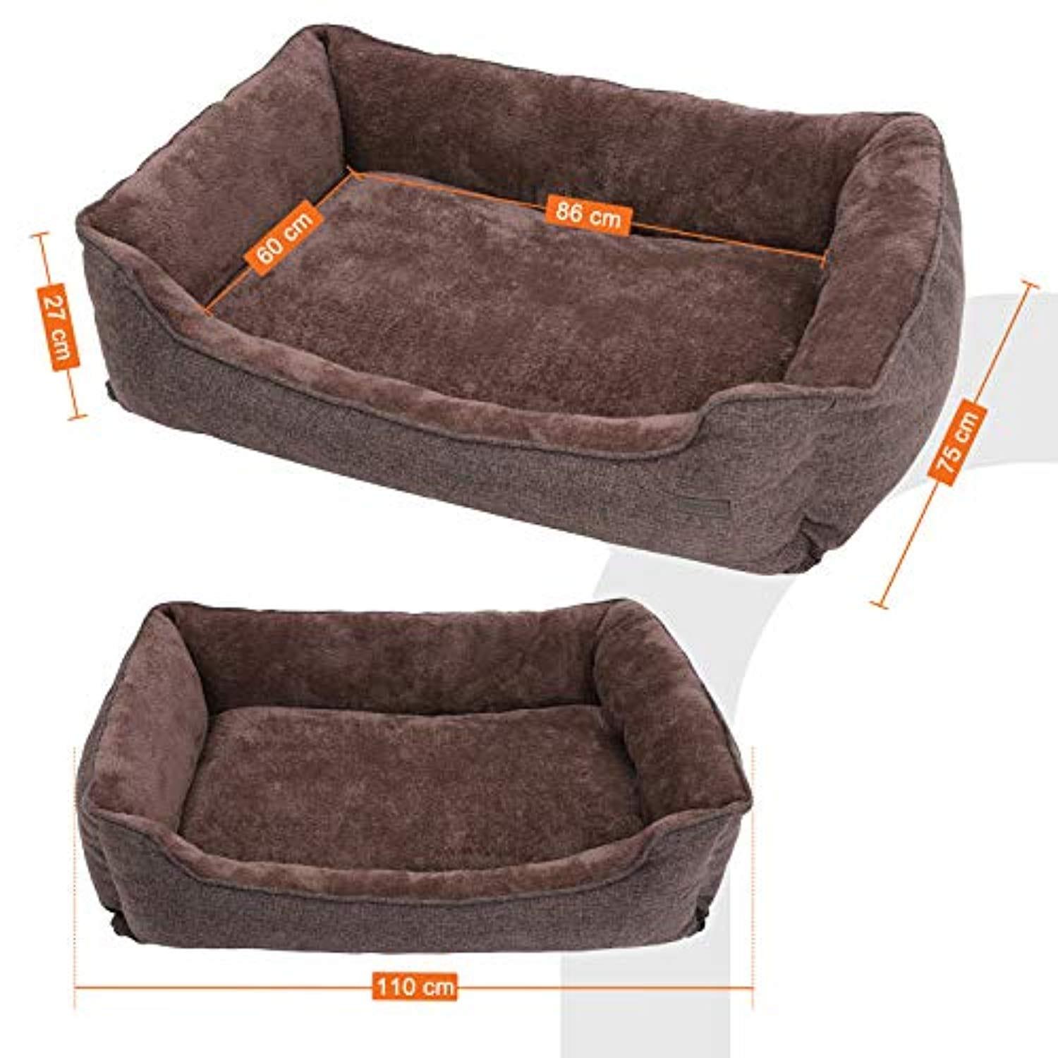 Lit Pour Chien Panier Revêtement En Tissu Style Ours En Peluche Déhoussable Et Lavable En Machine, Marron - One PETS-TOP