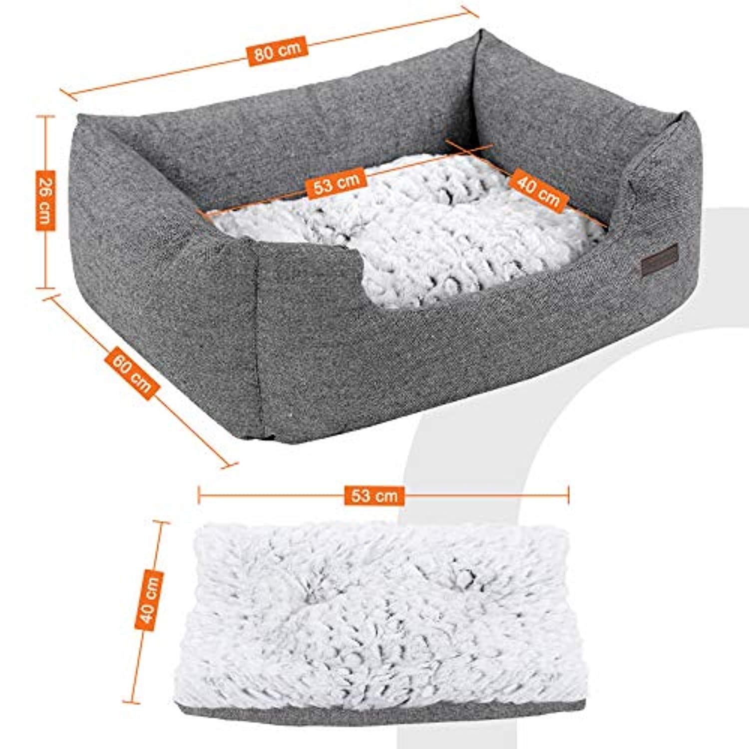 Panier Pour Chien, Lit Pour Chien, Taille M 80 X 60 X 26 Cm, Canapé, Matelas, Avec Coussin Rembourré - One PETS-TOP