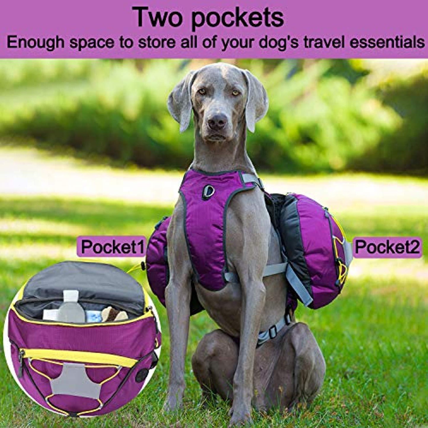 Sac À Dos De Transport Sacoche De Randonnée Pour Chien Réglable Imperméable Respirant Avec Pochettes Amovibles Harnais Gilet Sac De Selle À Voyage Marche Formation Camping Entraînement - One PETS-TOP