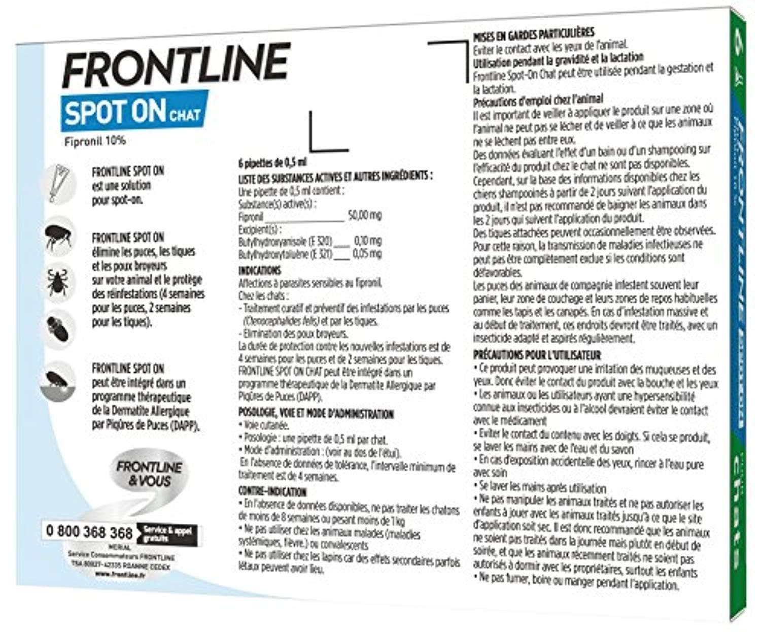 Spot-On Chat - Anti-Puces Et Anti-Tiques Pour Chat - 6 Pipettes - One PETS-TOP