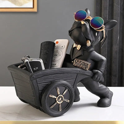 Statue Bouledogue Français Avec Brouette - One PETS-TOP