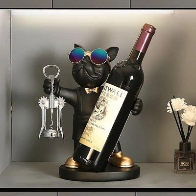 Support Bouteille Vin Bouledogue Français Résine - One PETS-TOP