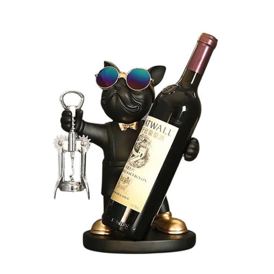 Support Bouteille Vin Bouledogue Français Résine - One PETS-TOP