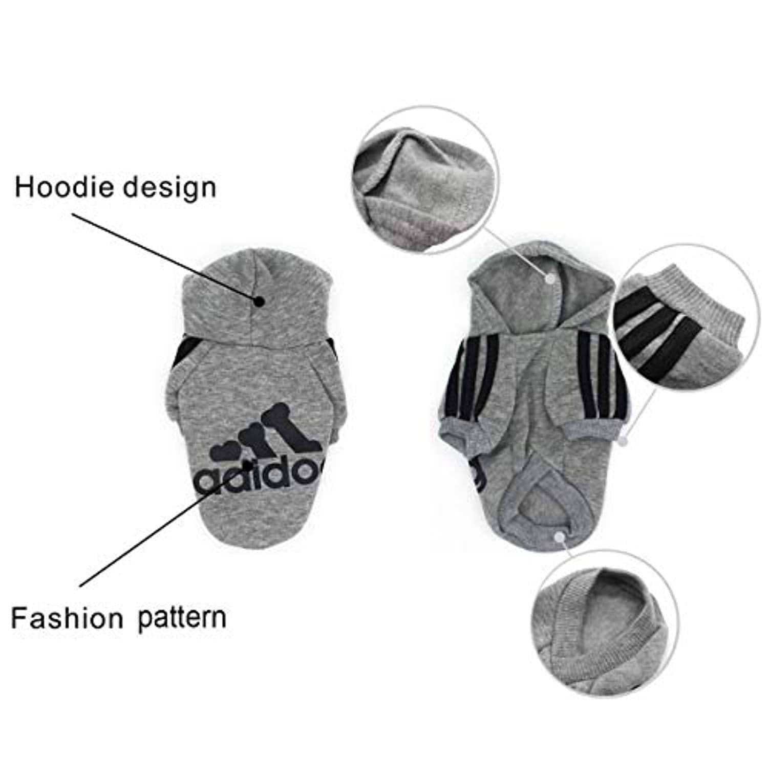 Vêtements Pour Animaux, Adidog Chien Chat À Capuche Vêtements Chiot Pull Chaud À Capuche Chaud Qicheng & Lys (Gris, L) - One PETS-TOP