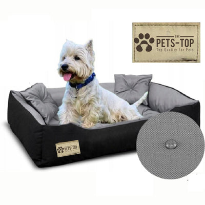 Panier Airflex Imperméable Confort Ergonomique, Respirant Noir et Gris / Intérieures 40x30 cm  // Extérieures 55x45 cm One PETS-TOP