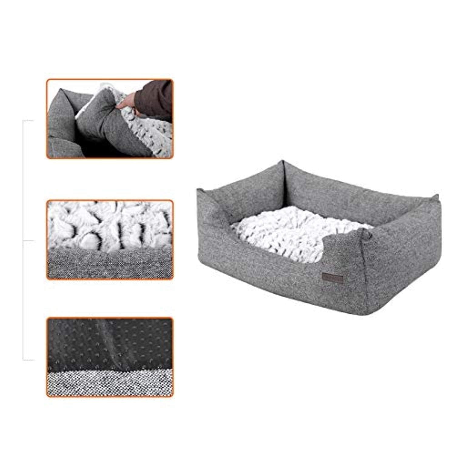 Panier Pour Chien, Lit Pour Chien, Taille M 80 X 60 X 26 Cm, Canapé, Matelas, Avec Coussin Rembourré 60 x 50 x 22 cm One PETS-TOP