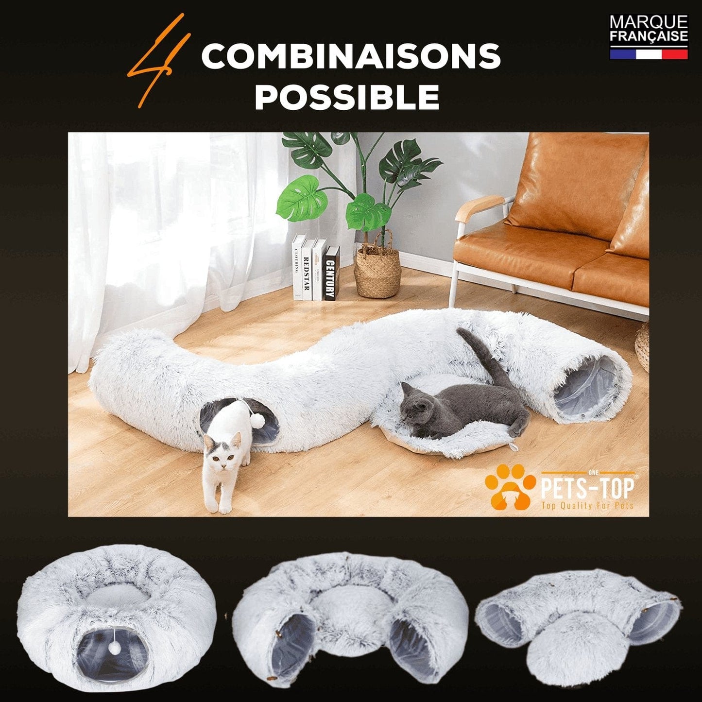 Tunnel Chat Cozy 2 en 1 One PETS-TOP